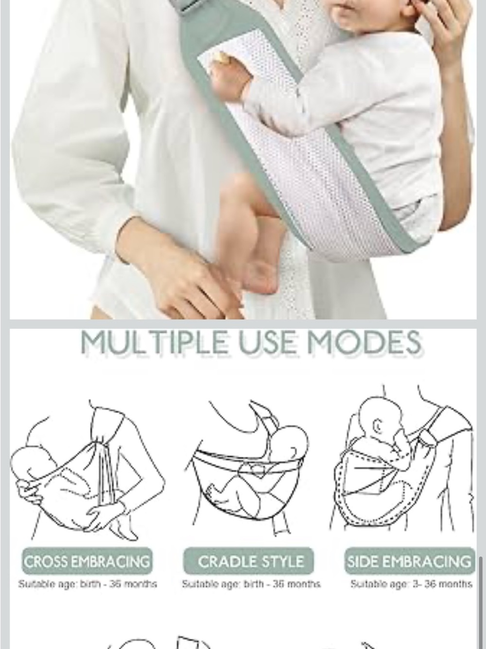 Cream Baby Hip Seat Carrier - Comfortable Hands-Free Child Support - Picture 5 of 5